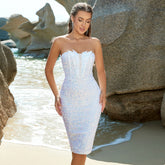 Elegant Dress Sleeveless Tight White Sheath High Waist Slim Fit Wedding Annual Meeting Birthday Gathering